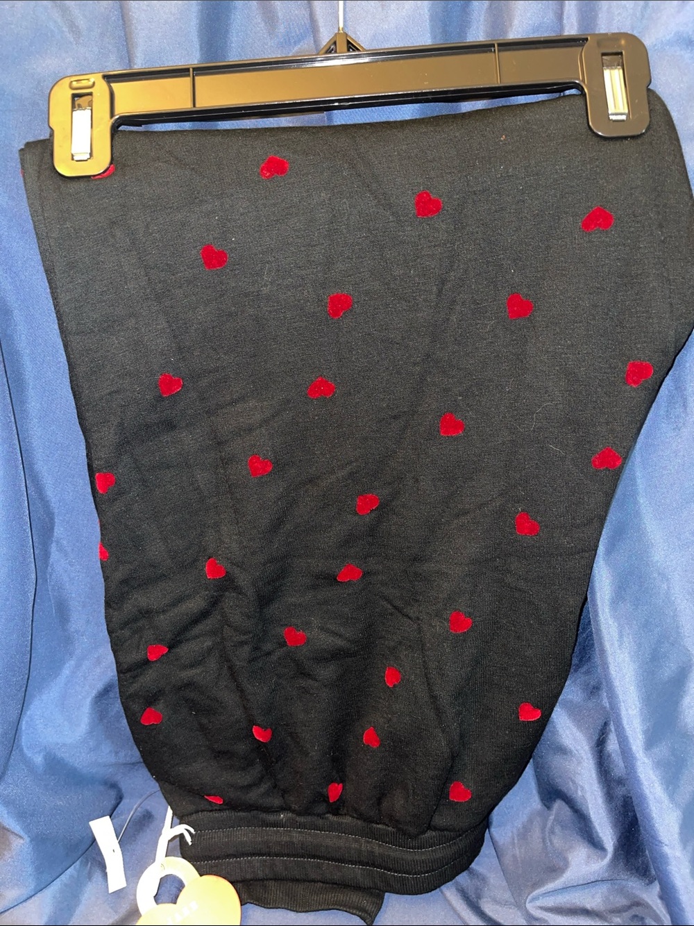 Jane and Delancey Blue Pajama Bottoms with Red Heart Print